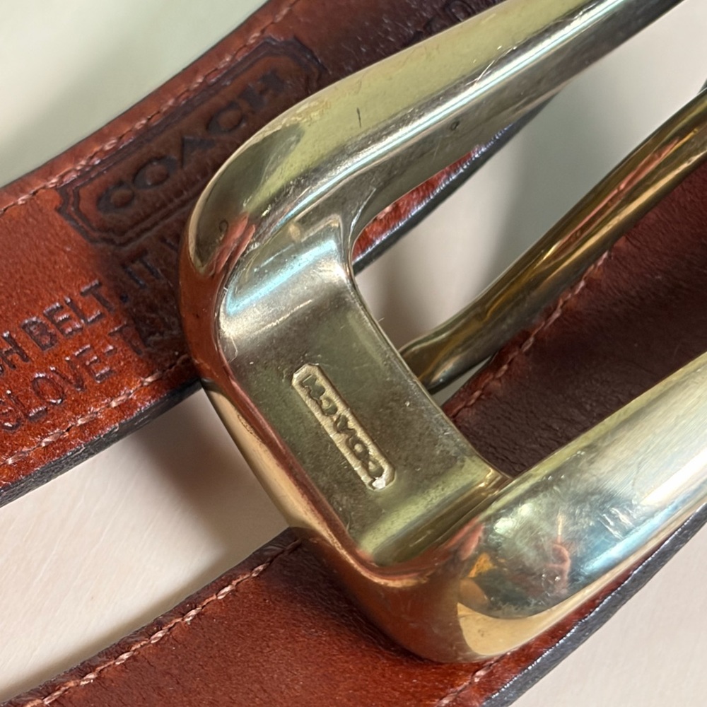 Vintage Coach Mahogany Brown Leather Belt Brass Buckle 8528 EUC - Picture 4 of 14
